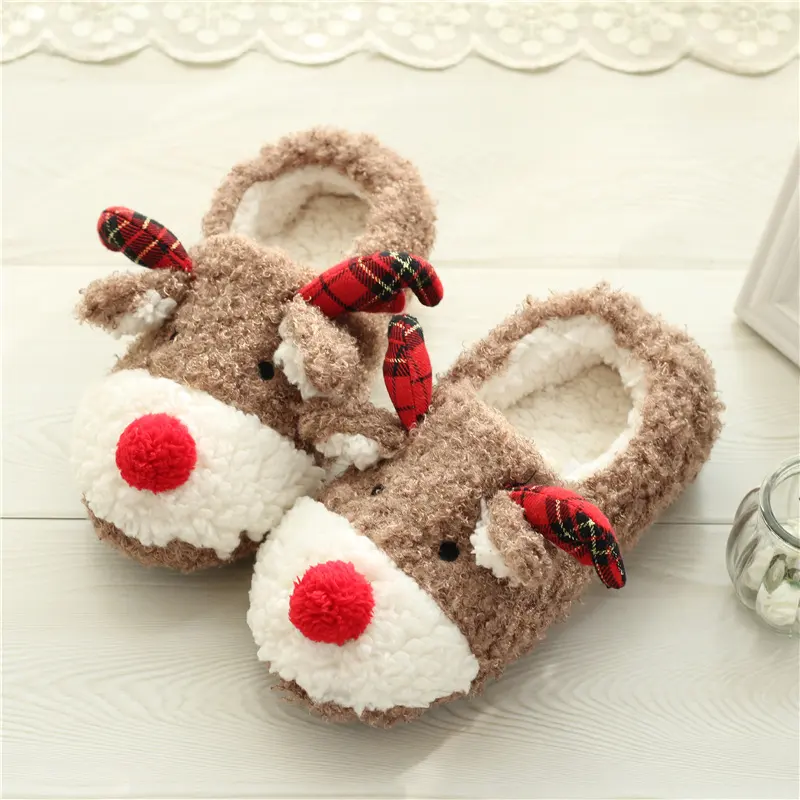 Cotton Slippers Female Autumn and Winter Cute Elk Bag