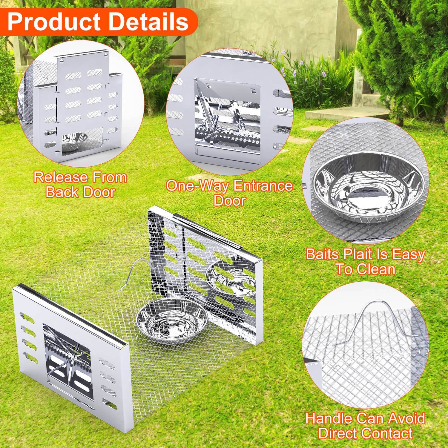 2Pcs Humane Rat Trap Catch And Release Live Mouse Cage Traps With Automatic Continuous Cycle Trapping For Chipmunk Rodent Mouse Small Animals — view 4