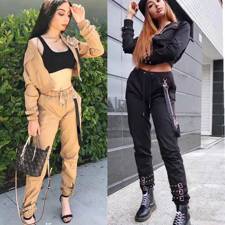 Autumn Women's Ankle Elastic Buckle Overalls