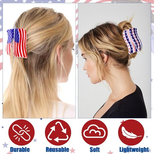 3Pcs American Flag Shaped Claw Clips USA Patriotic 4th Of July Design Hair Accessories Red White And Blue Hair Clips For Independence Day Veterans' Day -Give A Family Hair Clip As A Gift 7