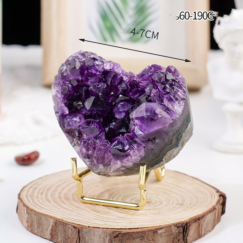 Purple Water Crystal Cluster Love Decoration Piece Raw Stone Ore Specimen Heart — foto 5