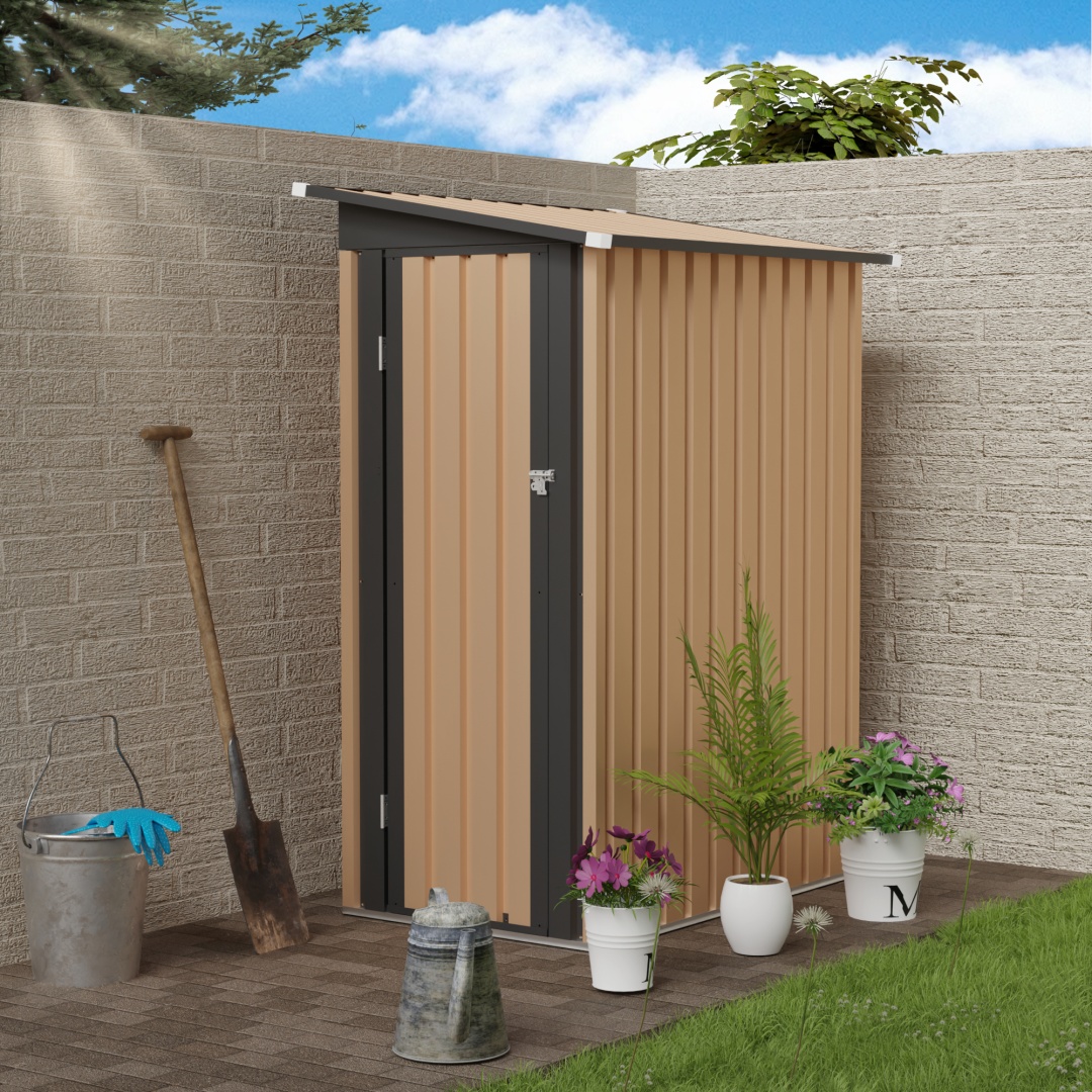 5FTx3FT Pent Roof Grey Outdoor Tool Bike Storage Garden Shed Tool House