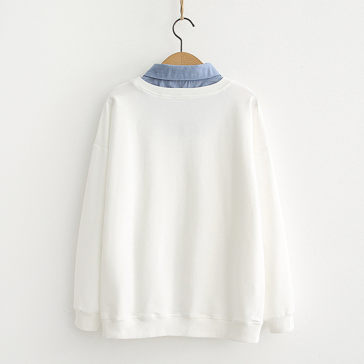 Title 5, Printed fake two-piece long-sleeved sweater