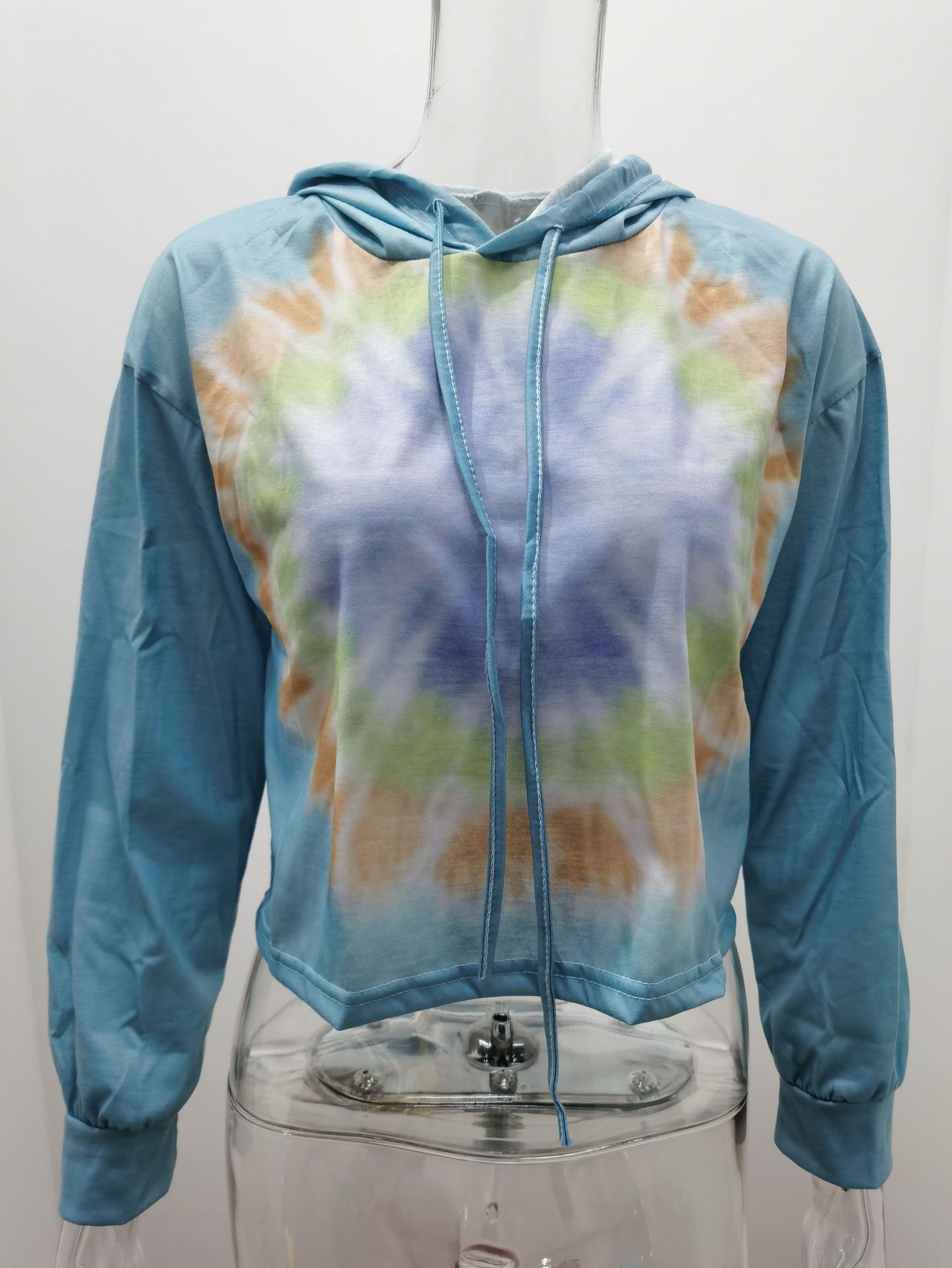 Title 6, Sudadera con capucha Tie Dye Top suelto de mang...