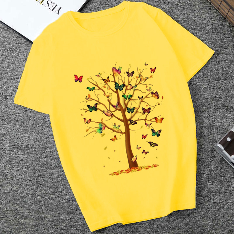 Explosive Style Butterfly Tree Print Women's T-shirt