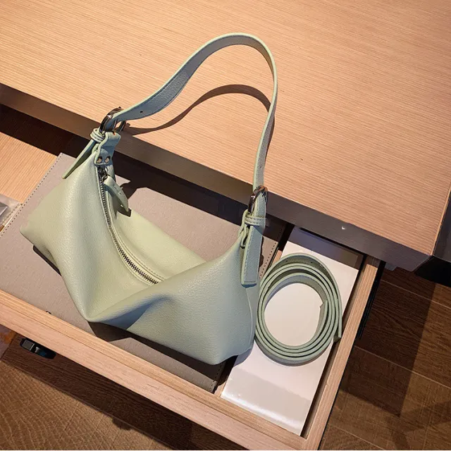 Women's Single Shoulder Messenger Fashion PU Soft Leather Armpit Bag Green - Shop at LoveMi
