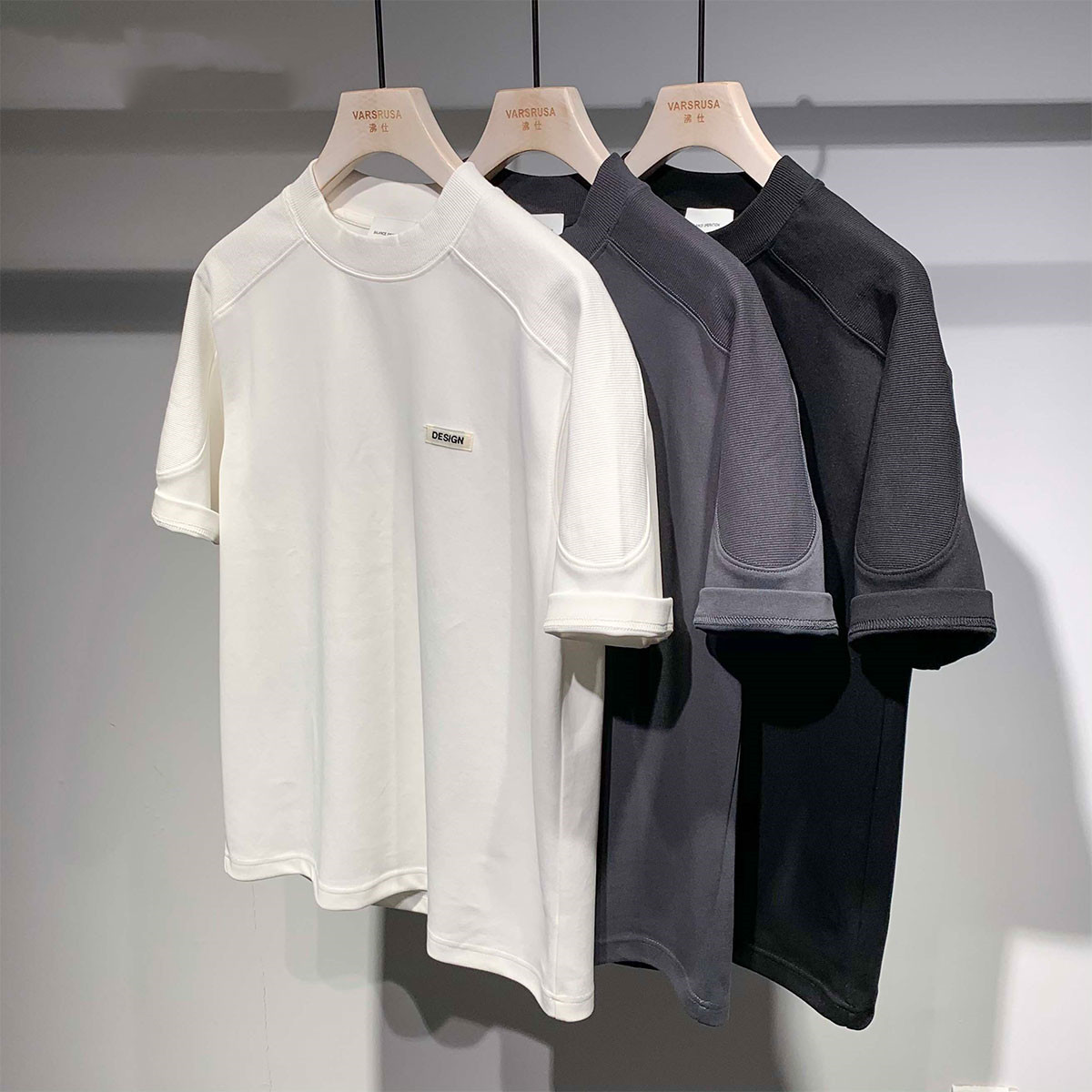 Men's Fashion Patchwork Section Round Neck Short-sleeved T-shirt