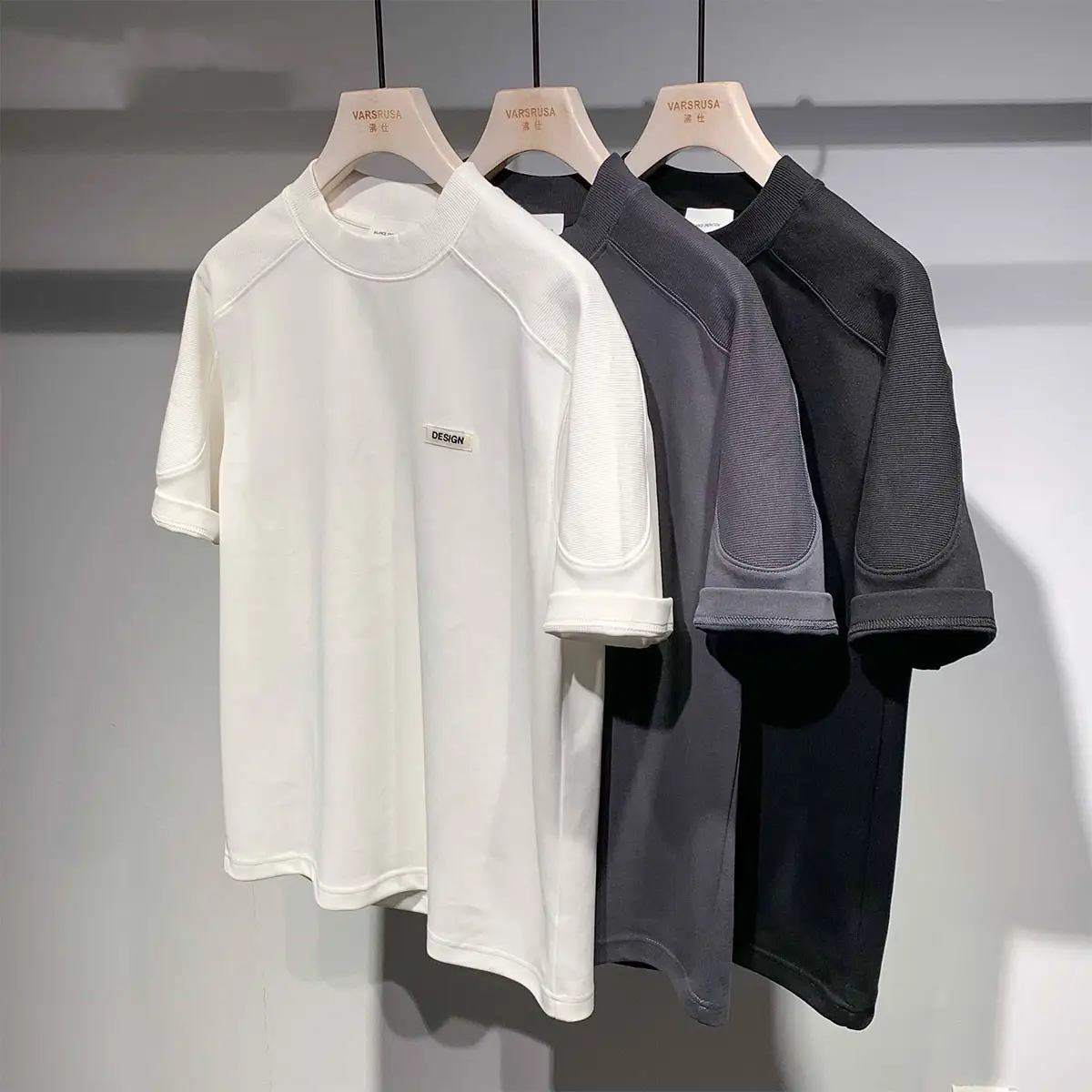 Men's Fashion Patchwork Section Round Neck Short-sleeved T-shirt
