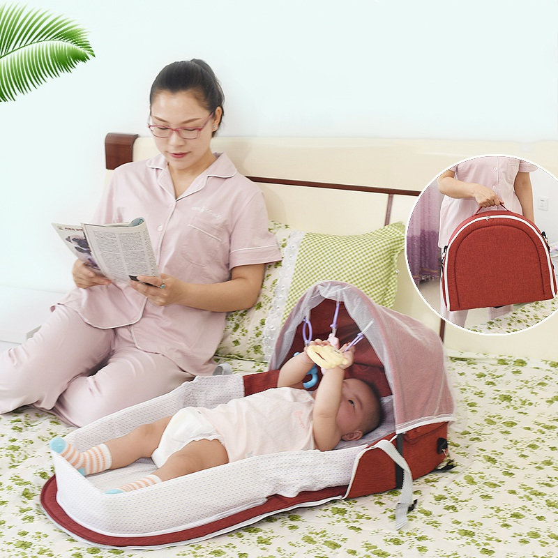 Title 6, Baby Travel Bed with Sun Protection Mosquito Ne...