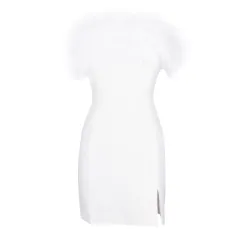 Chest Wrapped Feather Bandage Dress - White - View 1
