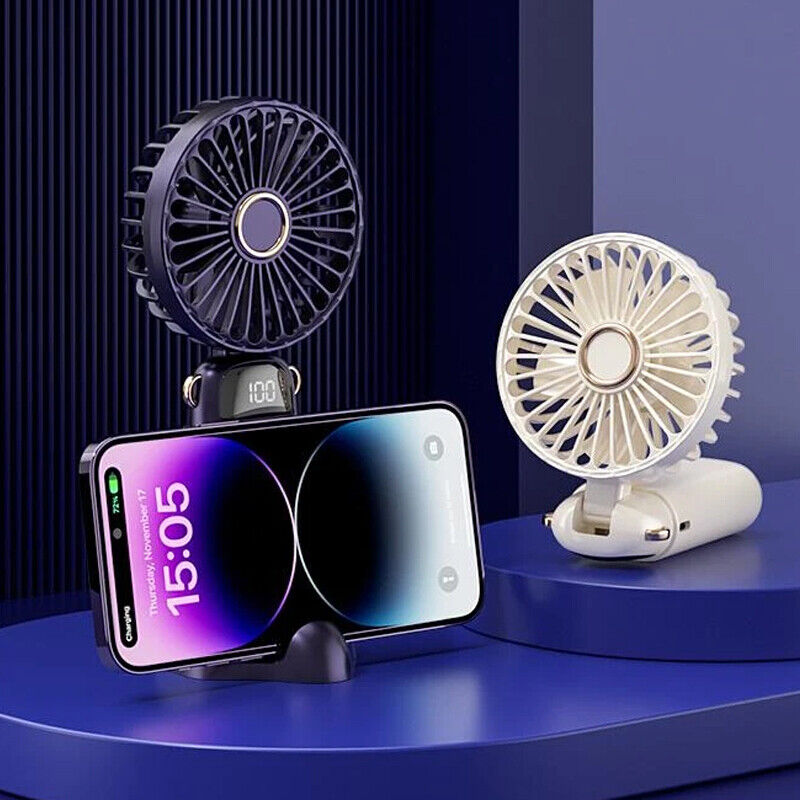 Portable Hand-held Fan Mini Folding Desk Fan Cooler Cooling USB Rechargeable 2