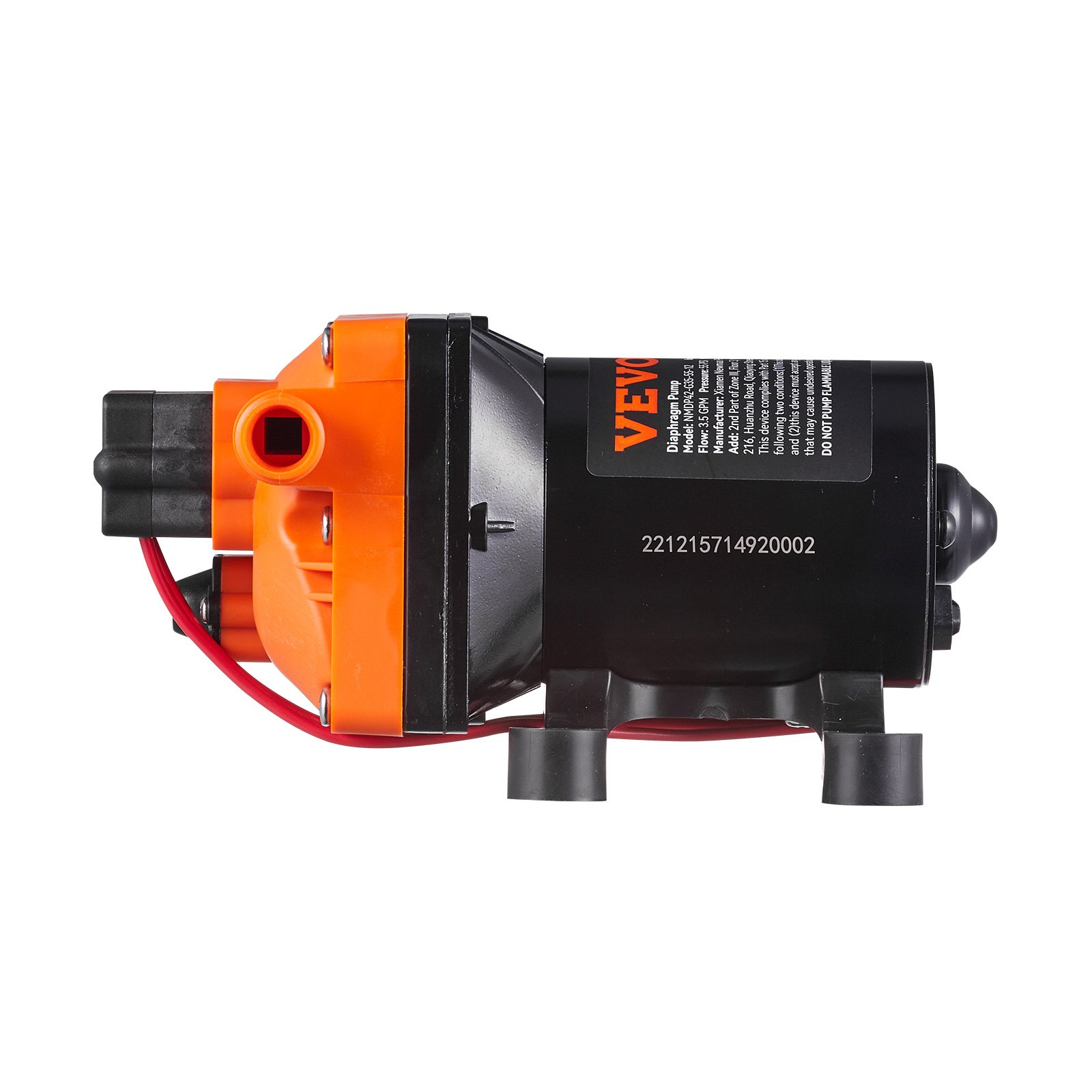 VEVOR Water DiaphragmPump, 12V DC, 3.5 GPM Flow, 55 PSI Rated Pressure 40-80 PSI Adjustable MNPT Self… image 6