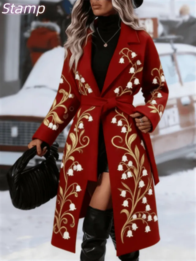 Fashionable Casual Long Coat Red1 - Shop at LoveMi