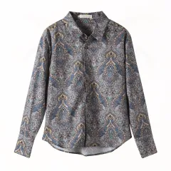 Retro Flower Long-sleeved Shirt Women's Top Design Sense - View 1