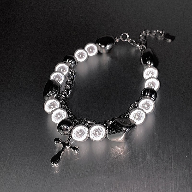 Title 2, Multi Panel Reflective Pearl Bracelet