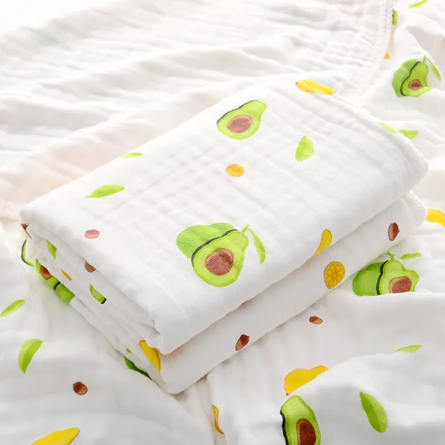 Baby Bath Towel Pure Cotton Gauze Super Soft Absorbent Blanket Four Layers Of Avocado - Shop at LoveMi