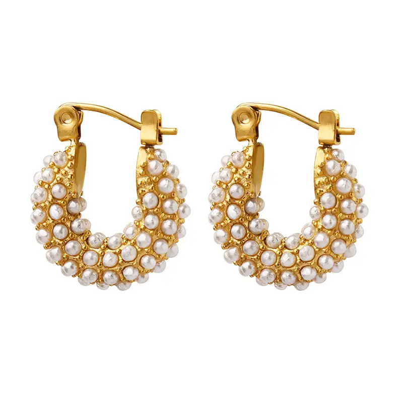 Imitation Pearl French Temperament U-shaped Earrings