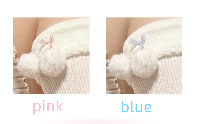 Lovely Lolita Plush Wool Ball Jk Medium Shank Socks