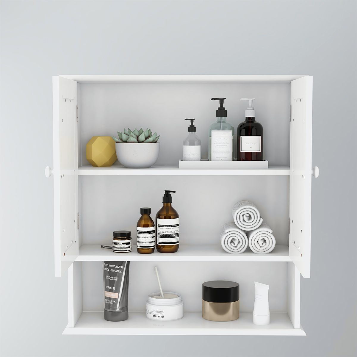 Bathroom Wall Cabinet With Double Mirror Doors And Shelves — foto 6