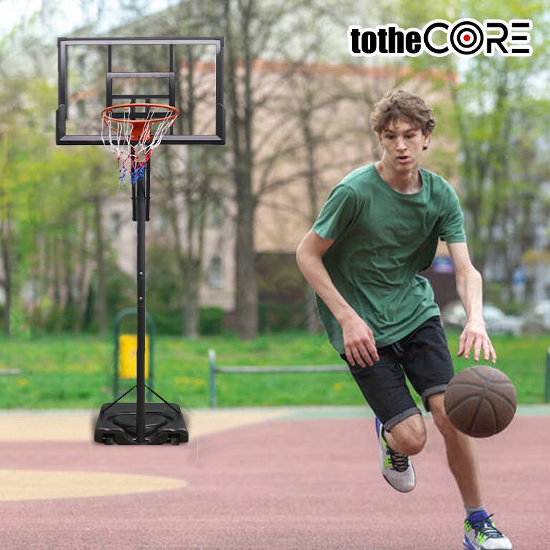 TotheCORE Basketball Stand 7.55-10.00 Ft Adjustable Portable Basketball Hoop & Goal PC Backplate, Large Base & Wheels - Image 3