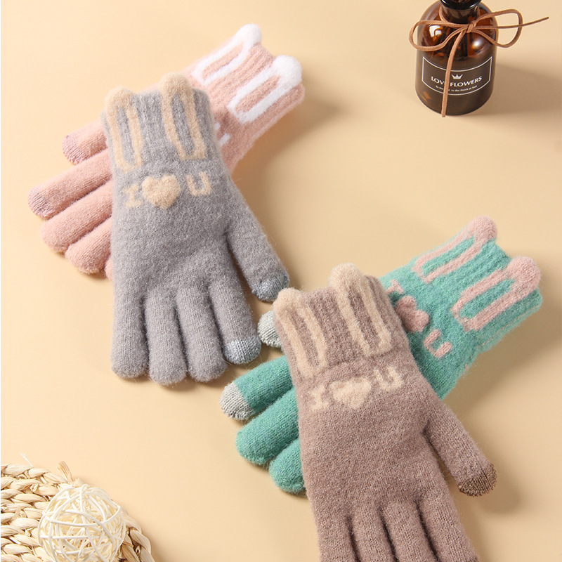 Cute Thickened Plush Cycling Gloves With Split Fingers - Image 11