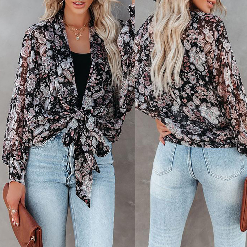 Title 3, Printed Long Sleeve Cardigan Casual Shirt Ladie...