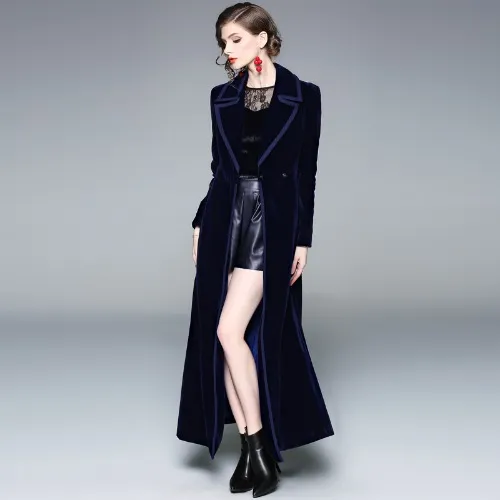 Women's Long Trench Coat From Knee To Ankle Temperament Blue - Shop at LoveMi