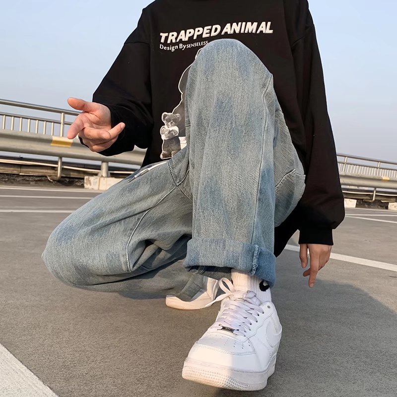 High Street Black Pants Men's Ins Fashion New Loose