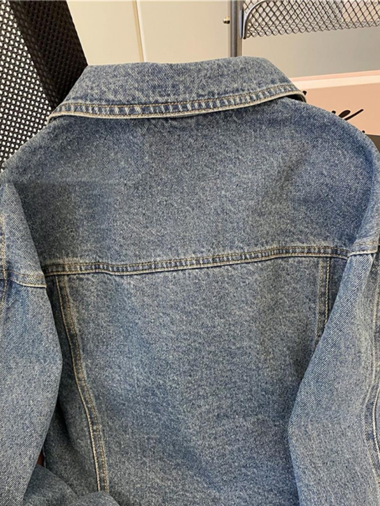 Color Blocking Denim Suit With Feminine Design