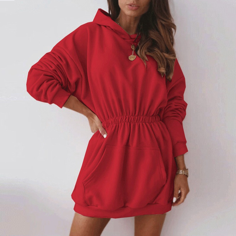 Title 2, Hooded loose mid-length sweater dress