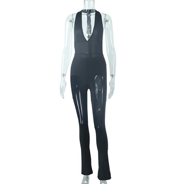 Solid V neck Mesh Splice Bodysuit Black - Shop at LoveMi