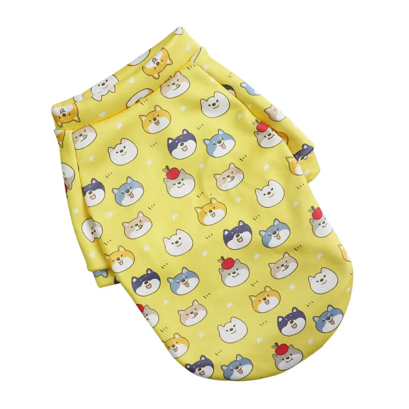 Pet Supplies Dog Fashion Thin Fleece Floral Sweater - Yellow Shiba Inu