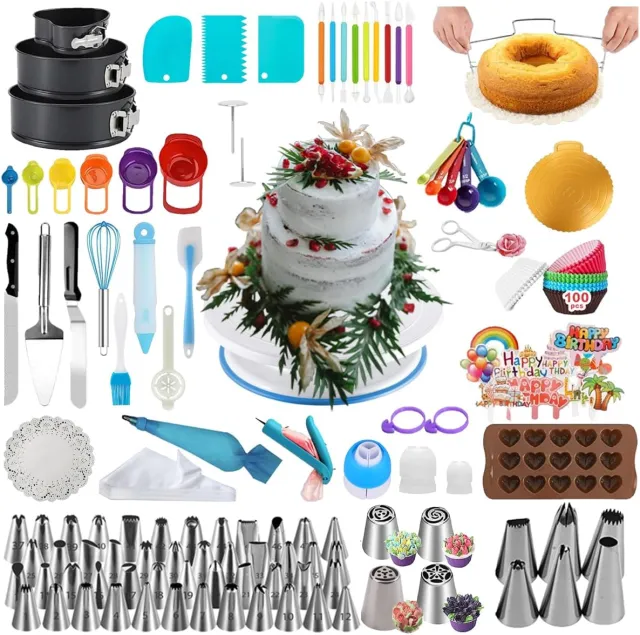 Cake Decorating Supplies Kit, Baking Tools Set For Cakes 3 Packs Springform Cake Pans Cake Rotating Turntable 48 Numbered Piping Icing Tips 4 Russ... Cake Decorating Supplies Set - Shop at LoveMi