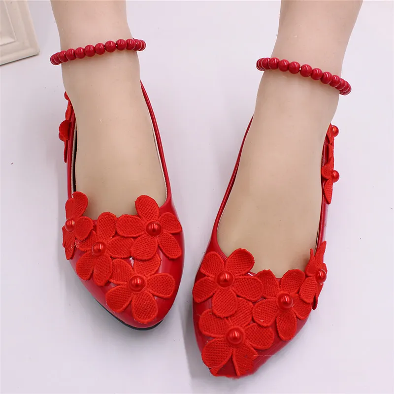 Women's Fashion Bride Flat Wedding Shoes - 8Cm Heel-38