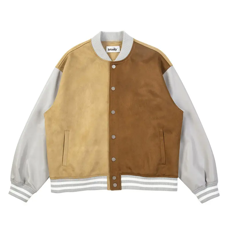 European And American High Street Ins Fashion Brand Suede Color Matching Coat