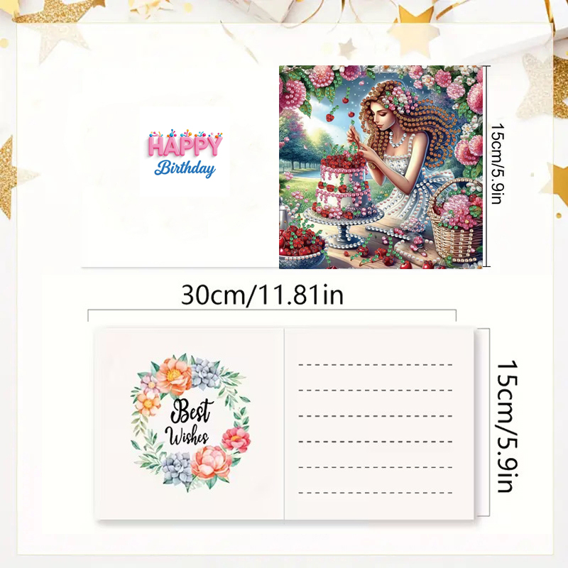 DIY Diamond Painting Kit Birthday Card Kit, Unique Mom Birthday Pattern Design, Water Diamond Painting Art Mosaic Postcards, Festival Cards Perfect For Families, Friends, And Lovers, Handmade