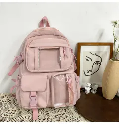 Girls Backpack Junior High School Student Backpack - Pink - View 1