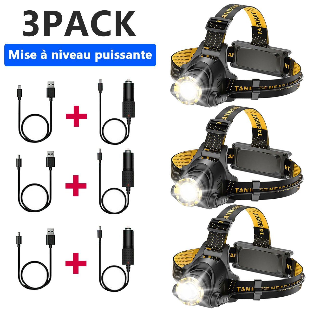 LED Headlamp Rechargeable Head Torch Zoom Headlight Lamp Powerful Flashlight Fishling Driving Camping Light With 3 Modes Work Light