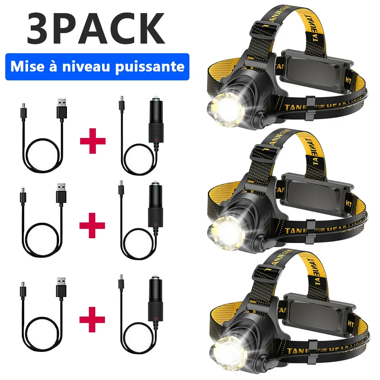 LED Headlamp Rechargeable Head Torch Zoom Headlight Lamp Powerful Flashlight Fishling Driving Camping Light With 3 Modes Work Light