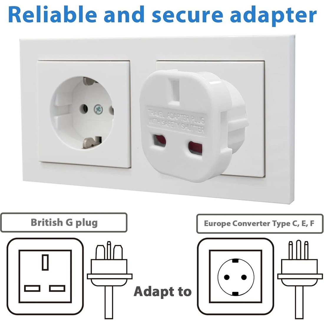 10PCS UK To EU Euro Europe European Travel Adaptor Plug 2 Pin Adapter--white — image 6