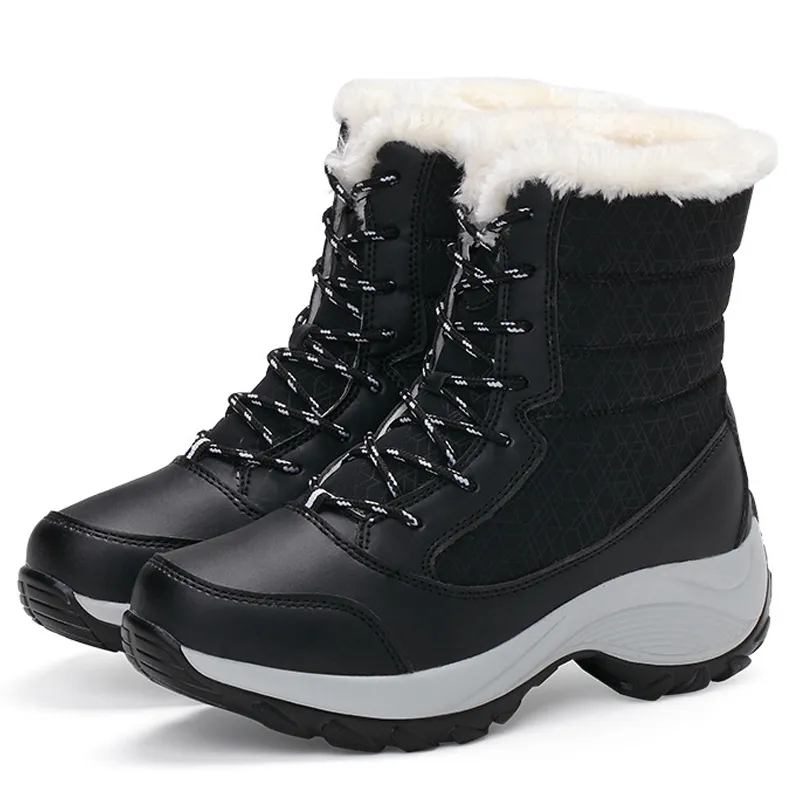Snow Boots Plush Warm Ankle Boots For Women Winter Shoes - Black