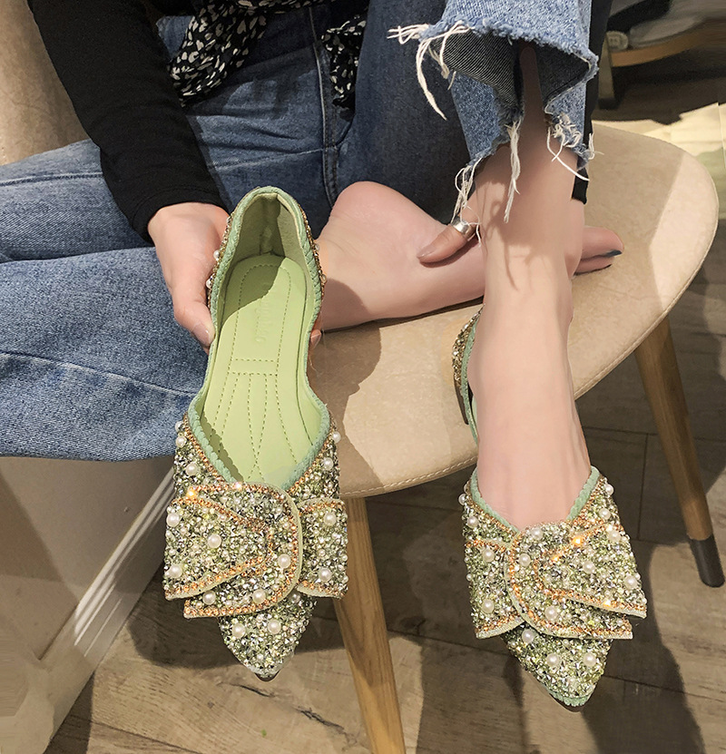 Women's Pearl Rhinestone Shallow Pointed Toe Shoes