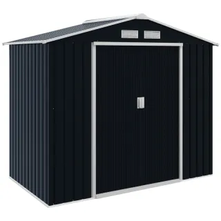 7'x4' Metal Outdoor Shed Organizer & Garden Storage With 4 Vents For Airflow & 2 Easy Sliding Doors - Dark GrayMultiple Packages
