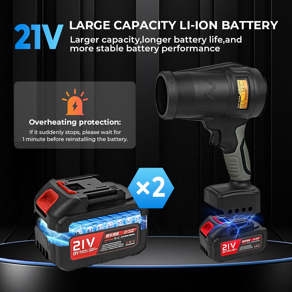 2 Battery Electric Cordless Leaf Blower Turbo Jet Dry Air Fan UK — image 11