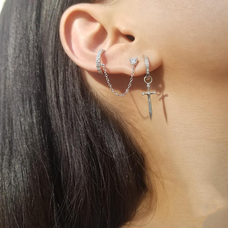 Dagger Earring Earrings Earrings Cross-border Hot-selling Fashion Simple And Creative Diamond Earrings