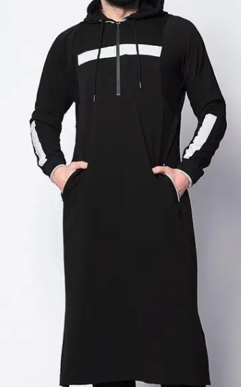 Foreign Trade Saudi Arabian Men's Hooded Pockets Hui Shirt Sleeve Islamic Men's Robe
