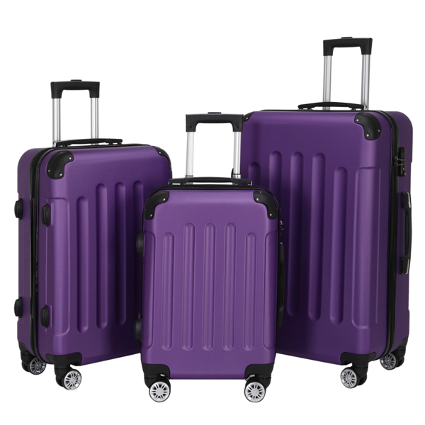 Three In One Handle Universal Wheel With 4 Corner Guards Pull Rod Box, 20in, 24in, 28in ABS Aluminum Alloy Pull Rod, Classic Color Scheme - Dark Purple — foto 8