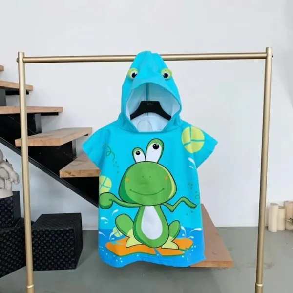 Hooded Bathrobe Cloak For Boys And Girls Frog 60X120Cm - Shop at LoveMi