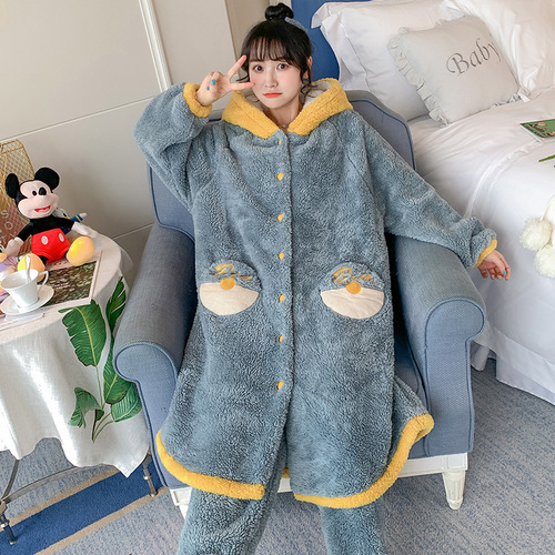 Title 2, Autumn And Winter Long Velvet Pajamas Set Thick...