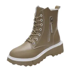 Martin Boots Female British Style New Fashion Thick-soled Short Tube - Khaki - View 1